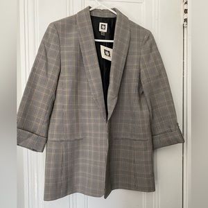 Anne Klein | Glen Plaid Shawl Collar Jacket